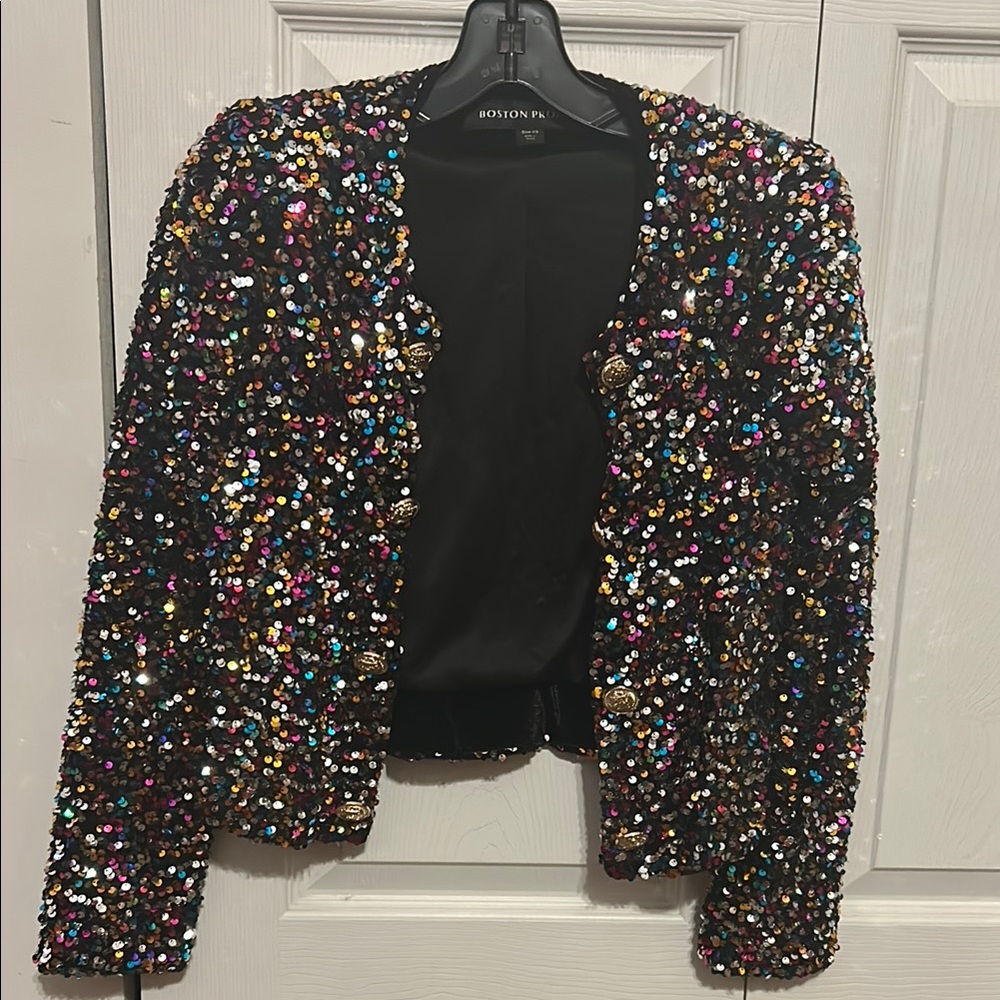 Boston Proper Multicolor Sequin Blazer